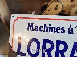Plaque émaillée Machine A Traire Lorraine 40 x 19.8 cm