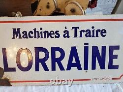 Plaque émaillée Machine A Traire Lorraine 40 x 19.8 cm
