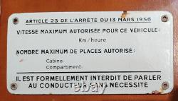 Plaque émaillée Métro Parisien 1956 Interdiction de parler au conducteur