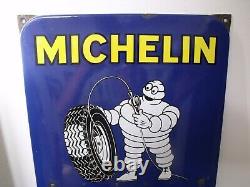 Plaque émaillée Michelin support de tableau de gonflage relief belle brillance