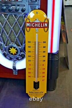 Plaque émaillée Michelin thermomètre pneus auto sous licence 56 cm enamel sign