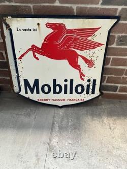 Plaque émaillée Mobiloil Vitracier NEUHAUS 1950