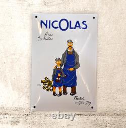 Plaque émaillée NICOLAS vin nectar et glouglou enamel sign emailschild