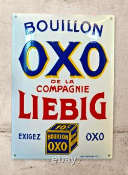 Plaque émaillée OXO LIEBIG bouillon cube alimentaire enamel sign emailschild