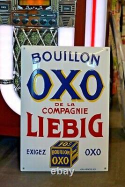 Plaque émaillée OXO LIEBIG bouillon cube alimentaire enamel sign emailschild