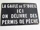 Plaque emaillée PERMIS DE PECHE old enamel art populaire chasse