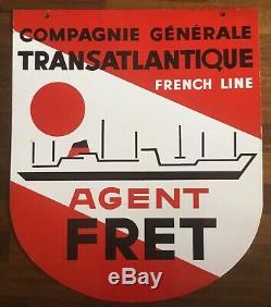 Plaque émaillée Paquebot COMPAGNIE GENERALE TRANSATLANTIQUE French Line