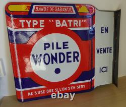 Plaque émaillée Pile Wonder 40 cm par 45 cm Emaillerie Alsacienne