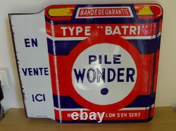 Plaque émaillée Pile Wonder 40 cm par 45 cm Emaillerie Alsacienne