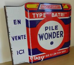 Plaque émaillée Pile Wonder 40 cm par 45 cm Emaillerie Alsacienne