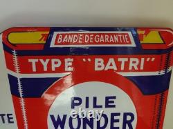 Plaque émaillée Pile Wonder 40 cm par 45 cm Emaillerie Alsacienne