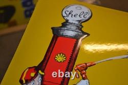 Plaque émaillée SHELL benzin auto oil essence et huile emailschilder