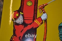 Plaque émaillée SHELL benzin auto oil essence et huile emailschilder