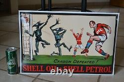 Plaque émaillée SHELL huile Football garage pétrole enamel sign emailschild