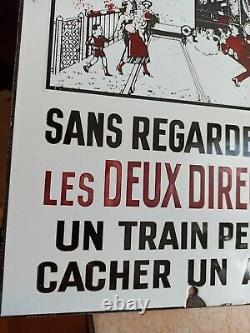 Plaque emaillée SNCF Ne traversez pas. Email Laborde en l etat 38 cm X 27 cm