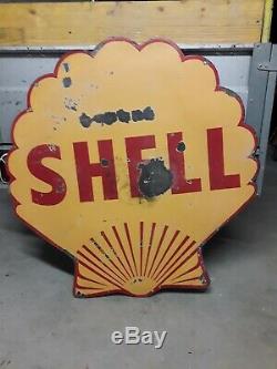 Plaque emaillee Shell 100cm double face