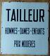 Plaque émaillée TAILLEUR Hommes-Dames-Enfants prix modérés, BHV Paris, vers 1920