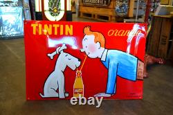 Plaque émaillée TINTIN orange - 6040 cm- enamel sign emailschild