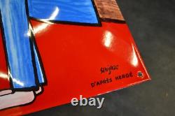 Plaque émaillée TINTIN orange - 6040 cm- enamel sign emailschild