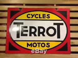 Plaque emaillee Terrot Cycle Emaillerie Alsacienne No Bidon Huile