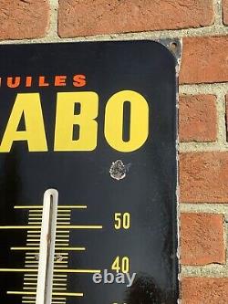 Plaque émaillée Thermomètre Huiles Labo vintage 32 x 99 cm