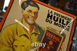 Plaque émaillée VEEDOL huile automobile garage bidon ancien enamel sign email