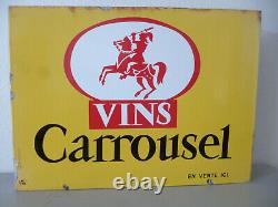 Plaque émaillée VINS CARROUSEL années 50 45 cm x 33cm