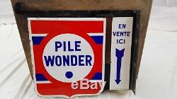 Plaque émaillée WONDER double face Blason/flèche en vente ici/old garage sign/