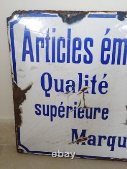 Plaque émaillée ancienne ARTICLES EMAILLES HYGIENIQUES art populaire old enamel