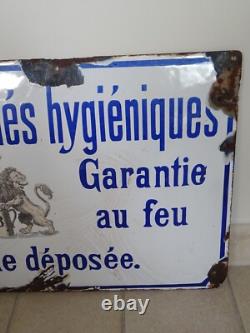 Plaque émaillée ancienne ARTICLES EMAILLES HYGIENIQUES art populaire old enamel