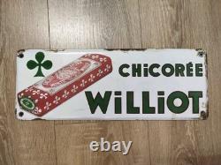 Plaque émaillée ancienne CHICORÉE EXTRA WILLIOT publicitaire vintage