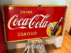 Plaque émaillée ancienne COCA-COLA 1957