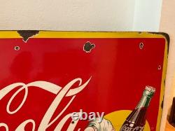 Plaque émaillée ancienne COCA-COLA 1957
