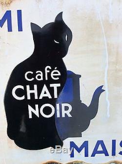 Plaque emaillee ancienne Cafe Chat Noir