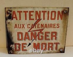 Plaque émaillée ancienne Danger SNCF train