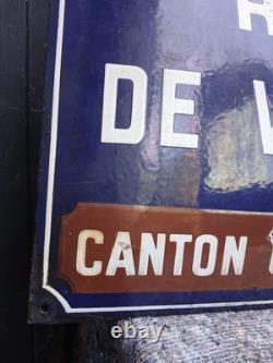Plaque émaillée ancienne De Rue Nancy Bombée