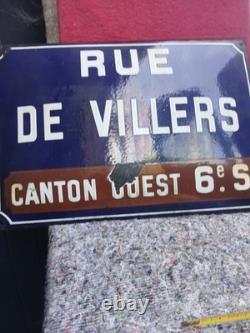 Plaque émaillée ancienne De Rue Nancy Bombée