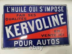 Plaque émaillée ancienne KERVOLINE Double face 60×39 cm Originale