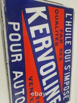 Plaque émaillée ancienne KERVOLINE Double face 60×39 cm Originale