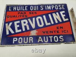 Plaque émaillée ancienne KERVOLINE Double face 60×39 cm Originale