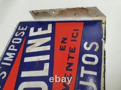 Plaque émaillée ancienne KERVOLINE Double face 60×39 cm Originale