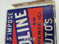 Plaque émaillée ancienne KERVOLINE Double face 60×39 cm Originale