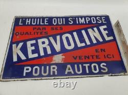 Plaque émaillée ancienne KERVOLINE Double face 60×39 cm Originale