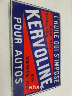 Plaque émaillée ancienne KERVOLINE Double face 60×39 cm Originale
