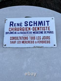Plaque émaillée ancienne Métier Enseigne Consultations Dentiste Chirurgien