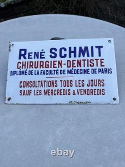 Plaque émaillée ancienne Métier Enseigne Consultations Dentiste Chirurgien