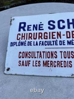 Plaque émaillée ancienne Métier Enseigne Consultations Dentiste Chirurgien