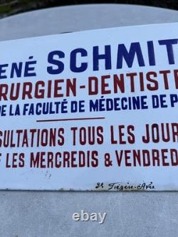 Plaque émaillée ancienne Métier Enseigne Consultations Dentiste Chirurgien