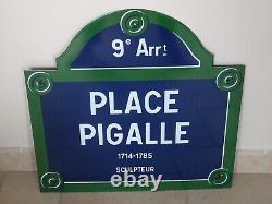 Plaque émaillée ancienne PARIS PLACE PIGALLE art populaire enamel