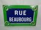 Plaque émaillée ancienne PARIS RUE BEAUBOURG old enamel art populaire